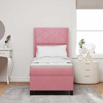 LED Boxspringbett mit Matratze Rosa 80 x 200 cm Samt