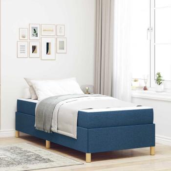 ARDEBO.de - Boxspringbett Blau und Braun und Weiß 80 x 200 cm Stoff
