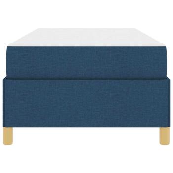 Boxspringbett Blau und Braun und Weiß 80 x 200 cm Stoff