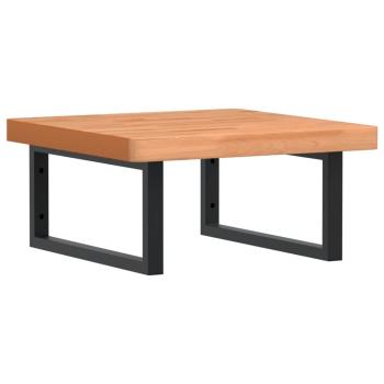 Waschbeckenregal Wandmontage Stahl und Massivholz Buche