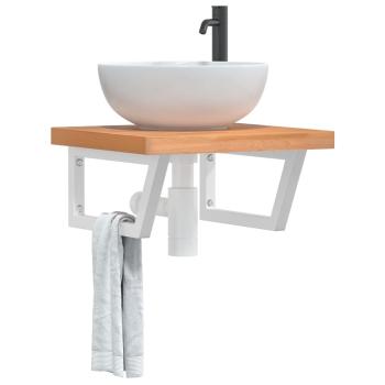 ARDEBO.de - Waschbeckenregal Wandmontage Stahl und Massivholz Buche