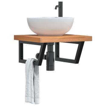ARDEBO.de - Waschbeckenregal Wandmontage Stahl und Massivholz Buche
