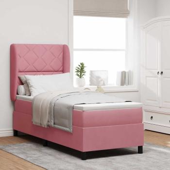 ARDEBO.de - Boxspringbett mit Matratze mit Kopfteil Rosa 80 x 200 cm Samt