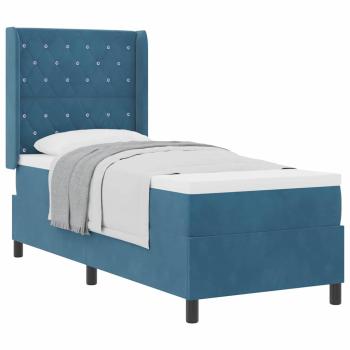 Boxspringbett mit Kopfteil Blau 80 x 200 cm Samt