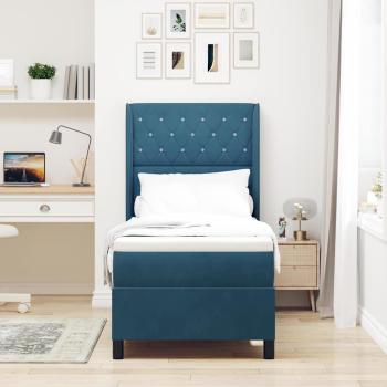 Boxspringbett mit Kopfteil Blau 80 x 200 cm Samt