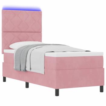 Boxspringbett mit Matratze mit Kopfteil Rosa 80 x 200 cm Samt