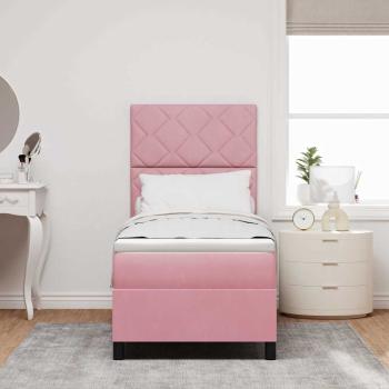 Boxspringbett mit Matratze mit Kopfteil Rosa 80 x 200 cm Samt