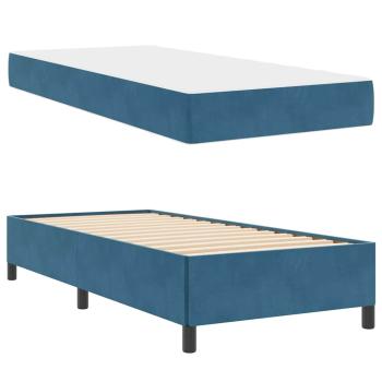 Bettgestell mit Matratze Dunkelblau und Weiß 80 x 200 cm Samt