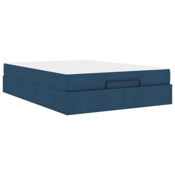 Bettgestell mit Speicher Blau 160 x 200 cm Stoff