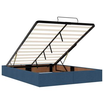 Bettgestell mit Speicher Blau 160 x 200 cm Stoff