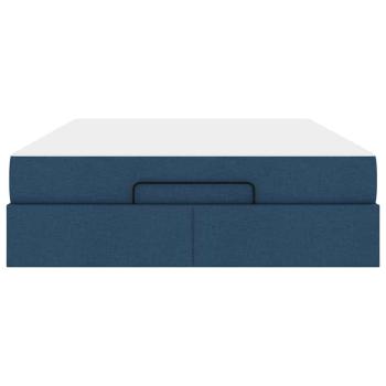 Bettgestell mit Speicher Blau 160 x 200 cm Stoff