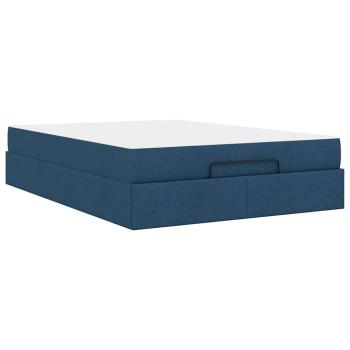 Bettgestell mit Speicher Blau 160 x 200 cm Stoff
