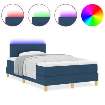 Boxspringbett mit Matratze mit Kopfteil Blau 120 x 190 cm Stoff