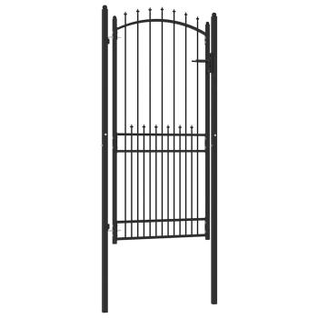 Zauntor Schwarz 100 x 200 cm Pulverbeschichteter Stahl