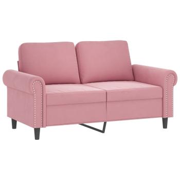 3-tlg. Sofagarnitur mit Kissen Rosa Samt