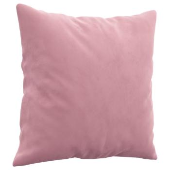 3-tlg. Sofagarnitur mit Kissen Rosa Samt