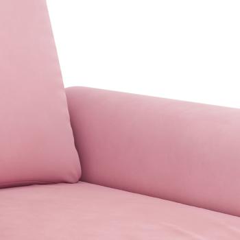 3-tlg. Sofagarnitur mit Kissen Rosa Samt