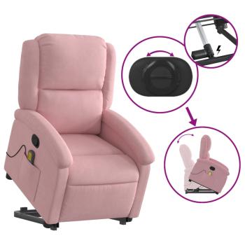 Massagesessel mit Aufstehhilfe Rosa Samt