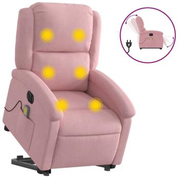 Massagesessel mit Aufstehhilfe Elektrisch Rosa Samt