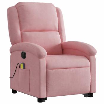 Massagesessel mit Aufstehhilfe Elektrisch Rosa Samt