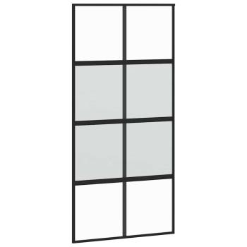 Schiebetür mit Beschlag Schwarz 102,5x205 cm Hartglas