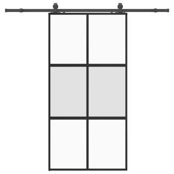 Schiebetür mit Beschlag Schwarz 102,5x205 cm Hartglas