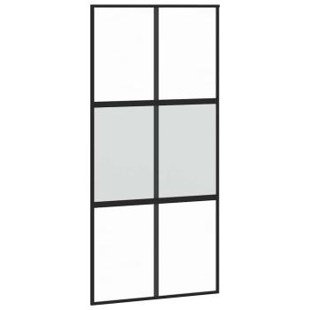 Schiebetür mit Beschlag Schwarz 102,5x205 cm Hartglas