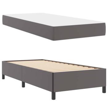 Bettgestell mit Matratze Grau 80 x 200 cm Kunstleder
