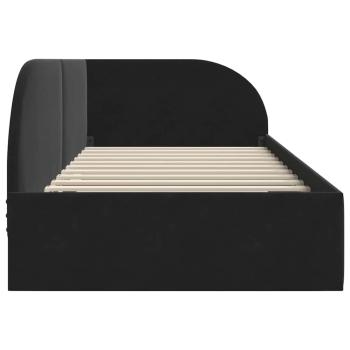 Eckbettgestell mit Kopfteil Schwarz 80 x 200 cm Samt