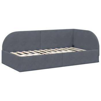 Eckbettgestell mit Kopfteil Dunkelgrau 90 x 200 cm Samt
