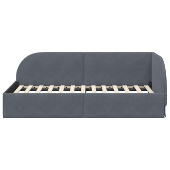 Eckbettgestell mit Kopfteil Dunkelgrau 90 x 200 cm Samt