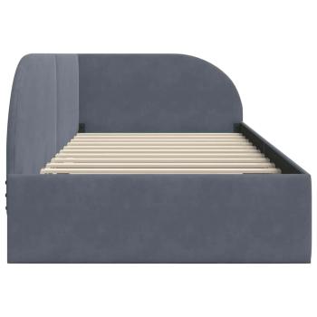 Eckbettgestell mit Kopfteil Dunkelgrau 90 x 200 cm Samt