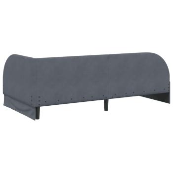 Eckbettgestell mit Kopfteil Dunkelgrau 90 x 200 cm Samt