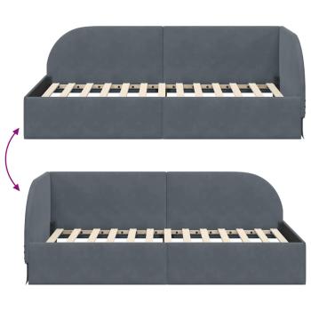 Eckbettgestell mit Kopfteil Dunkelgrau 90 x 200 cm Samt