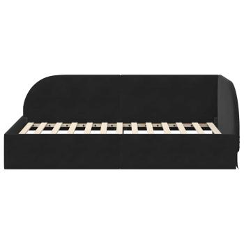 Eckbettgestell mit Kopfteil Schwarz 90 x 200 cm Samt