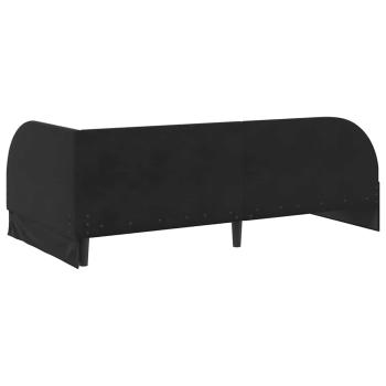 Eckbettgestell mit Kopfteil Schwarz 90 x 200 cm Samt