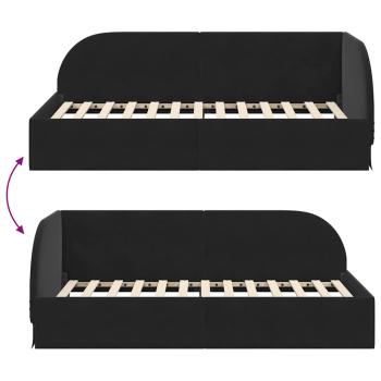Eckbettgestell mit Kopfteil Schwarz 90 x 200 cm Samt