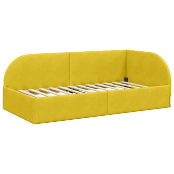 Eckbettgestell mit Kopfteil Gelb 90 x 200 cm Samt
