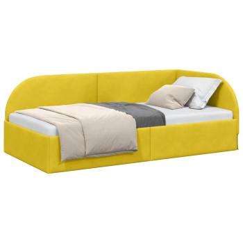Eckbettgestell mit Kopfteil Gelb 90 x 200 cm Samt