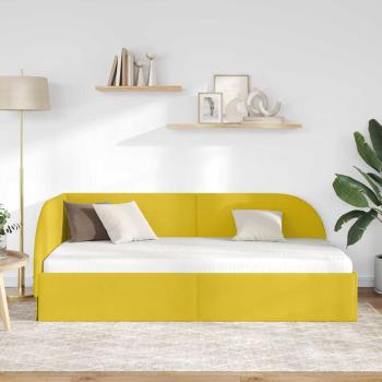 Eckbettgestell mit Kopfteil Gelb 90 x 200 cm Samt