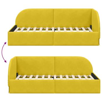 Eckbettgestell mit Kopfteil Gelb 90 x 200 cm Samt
