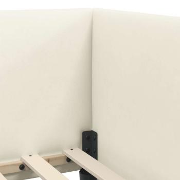 Eckbettgestell mit Kopfteil Creme 90 x 200 cm Samt