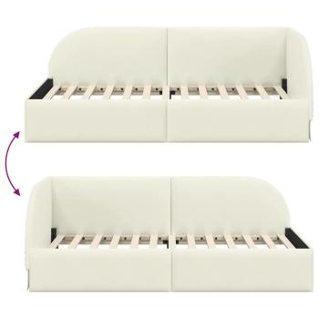 Eckbettgestell mit Kopfteil Creme 90 x 200 cm Samt