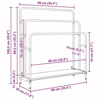 Kleiderständer Grau Sonoma 90 x 30 x 100,5 cm Holzwerkstoff