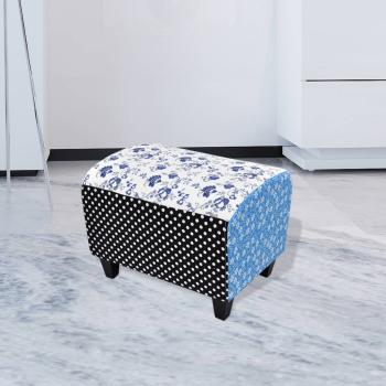 ARDEBO.de - Fußhocker Patchwork Blau & Weiß