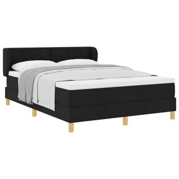 Boxspringbett mit Matratze Creme 90x200 cm Stoff Schwarz