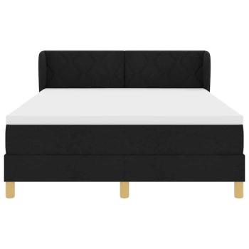 Boxspringbett mit Matratze Creme 90x200 cm Stoff Schwarz