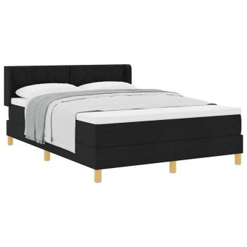 Boxspringbett mit Matratze Weiß und Schwarz 140 x 190 cm Stoff