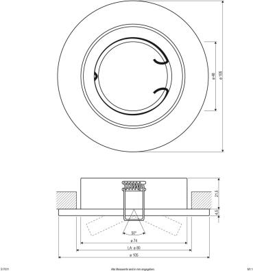 EVN Deckeneinbau, rund, schwenkbar, IP20, max. 50W, chrom (517011)