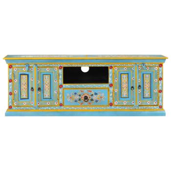 TV-Schrank Blau 110x30x40 cm Massivholz Mango